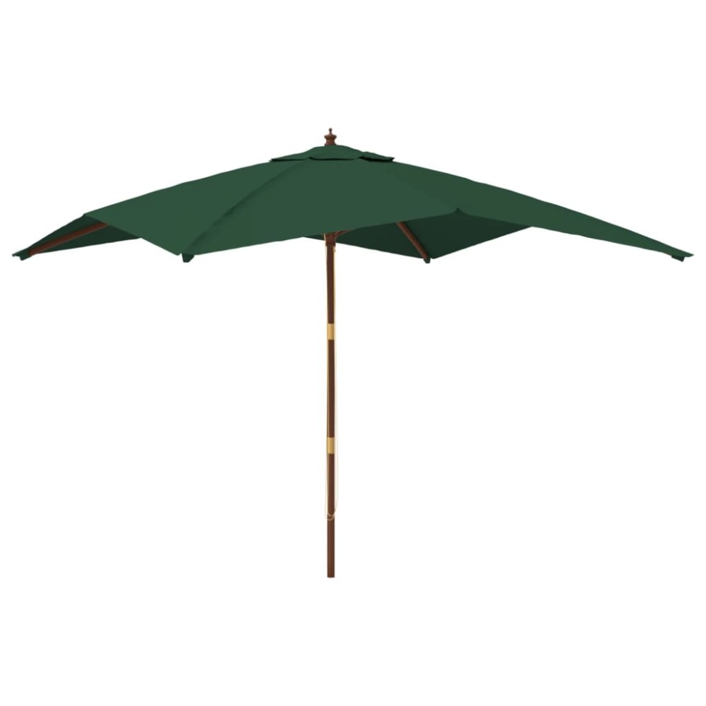 vidaXL Umbrelă de grădină stâlp din lemn, verde, 300x300x273 cm