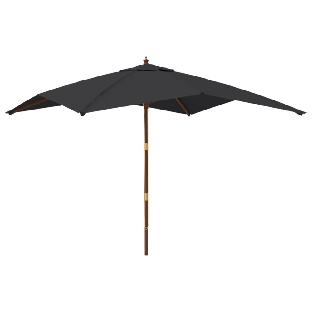 vidaXL Umbrelă de grădină stâlp din lemn, negru, 300x300x273 cm