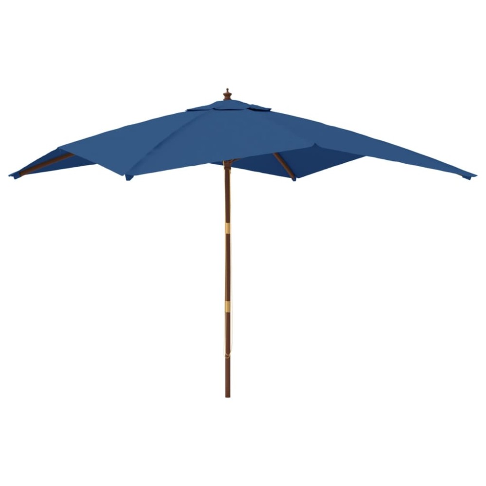 vidaXL Umbrelă de grădină stâlp din lemn, albastru azur 300x300x273 cm