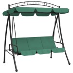 vidaXL Balansoar de grădină cu baldachin verde 198 cm țesătură și oțel vidaXL Balansoar de grădină cu baldachin verde 198 cm țesătură și oțel