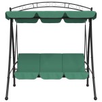 vidaXL Balansoar de grădină cu baldachin verde 198 cm țesătură și oțel vidaXL Balansoar de grădină cu baldachin verde 198 cm țesătură și oțel