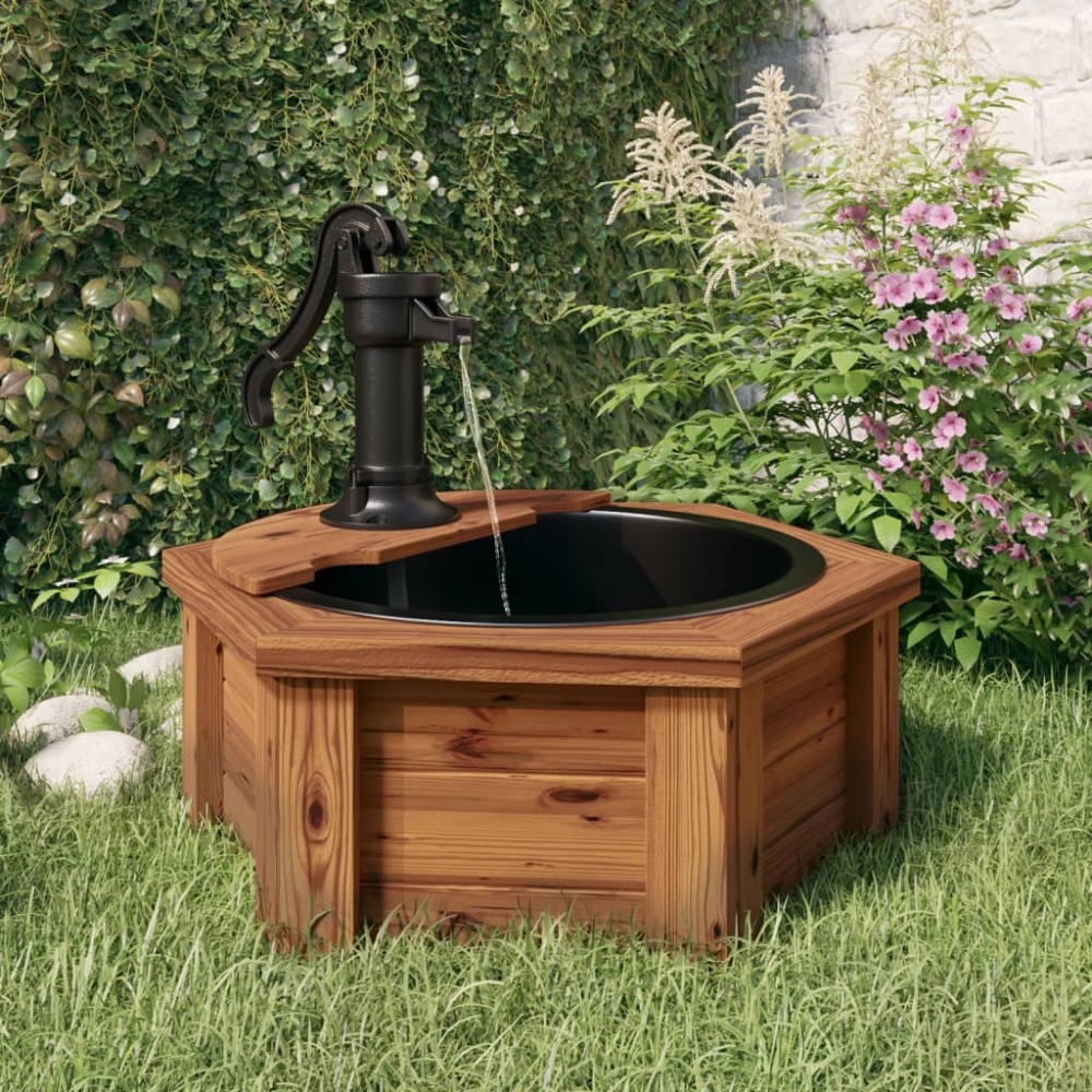 vidaXL Fântână cu pompă, 57x57x53 cm, lemn masiv de brad