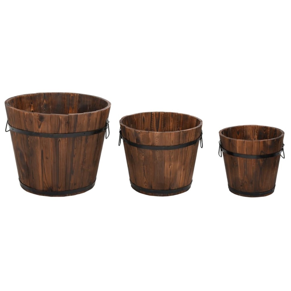 vidaXL Set de jardiniere tip găleată, 3 piese, lemn masiv de brad