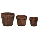 vidaXL Set de jardiniere tip găleată, 3 piese, lemn masiv de brad