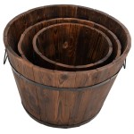 vidaXL Set de jardiniere tip găleată, 3 piese, lemn masiv de brad