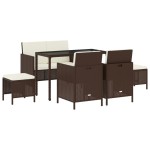 vidaXL Set mobilier de grădină, 6 piese, cu perne, maro, poliratan vidaXL Set mobilier de grădină, 6 piese, cu perne, maro, poliratan