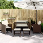 vidaXL Set mobilier de grădină, 6 piese, cu perne, maro, poliratan vidaXL Set mobilier de grădină, 6 piese, cu perne, maro, poliratan