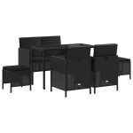 vidaXL Set mobilier de grădină cu perne, 6 piese, negru, poliratan vidaXL Set mobilier de grădină cu perne, 6 piese, negru, poliratan