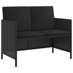 vidaXL Set mobilier de grădină cu perne, 6 piese, negru, poliratan vidaXL Set mobilier de grădină cu perne, 6 piese, negru, poliratan
