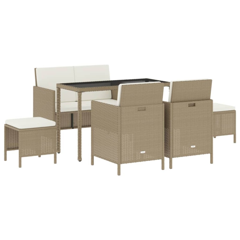 vidaXL Set mobilier pentru grădină, 6 piese, cu perne, bej, poliratan