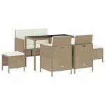 vidaXL Set mobilier pentru grădină, 6 piese, cu perne, bej, poliratan vidaXL Set mobilier pentru grădină, 6 piese, cu perne, bej, poliratan