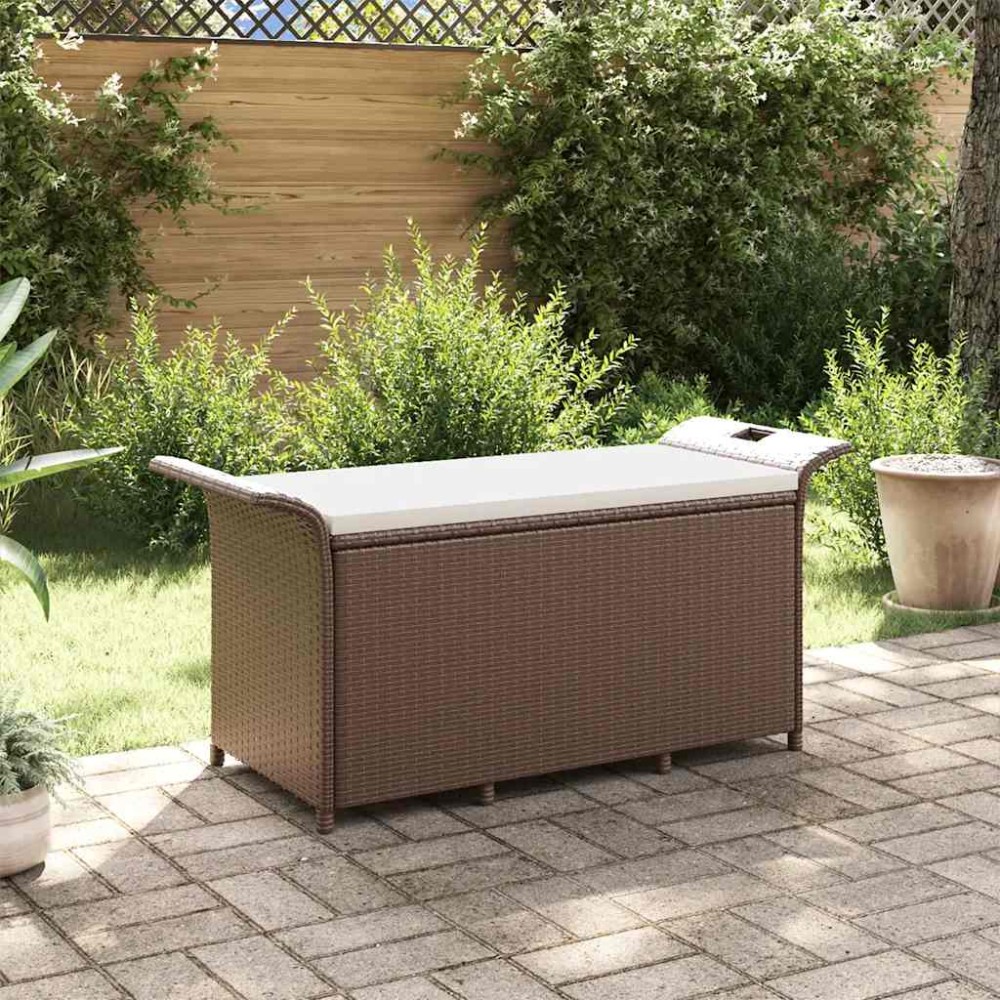 vidaXL Bancă de grădină cu pernă, maro, 116x46x57 cm, poliratan