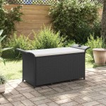 vidaXL Bancă de grădină cu pernă, negru, 116x46x57 cm, poliratan vidaXL Bancă de grădină cu pernă, negru, 116x46x57 cm, poliratan
