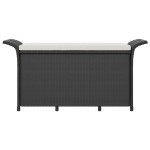 vidaXL Bancă de grădină cu pernă, negru, 116x46x57 cm, poliratan vidaXL Bancă de grădină cu pernă, negru, 116x46x57 cm, poliratan