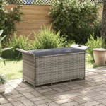 vidaXL Bancă de grădină cu pernă, gri, 116x46x57 cm, poliratan vidaXL Bancă de grădină cu pernă, gri, 116x46x57 cm, poliratan