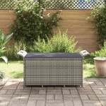 vidaXL Bancă de grădină cu pernă, gri, 116x46x57 cm, poliratan vidaXL Bancă de grădină cu pernă, gri, 116x46x57 cm, poliratan