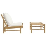 vidaXL Set mobilier de grădină cu perne alb crem, 2 piese, bambus vidaXL Set mobilier de grădină cu perne alb crem, 2 piese, bambus