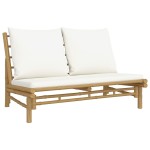 vidaXL Set mobilier de grădină cu perne alb crem, 2 piese, bambus vidaXL Set mobilier de grădină cu perne alb crem, 2 piese, bambus