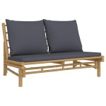 vidaXL Set mobilier de grădină cu perne gri închis, 2 piese, bambus