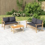 vidaXL Set mobilier de grădină cu perne gri închis, 2 piese, bambus vidaXL Set mobilier de grădină cu perne gri închis, 2 piese, bambus