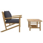 vidaXL Set mobilier de grădină cu perne gri închis, 2 piese, bambus vidaXL Set mobilier de grădină cu perne gri închis, 2 piese, bambus