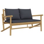 vidaXL Set mobilier de grădină cu perne gri închis, 2 piese, bambus vidaXL Set mobilier de grădină cu perne gri închis, 2 piese, bambus