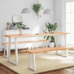 vidaXL Blat masă, 200x40x(2-6) cm, maro, lemn tratat contur organic vidaXL Blat masă, 200x40x(2-6) cm, maro, lemn tratat contur organic