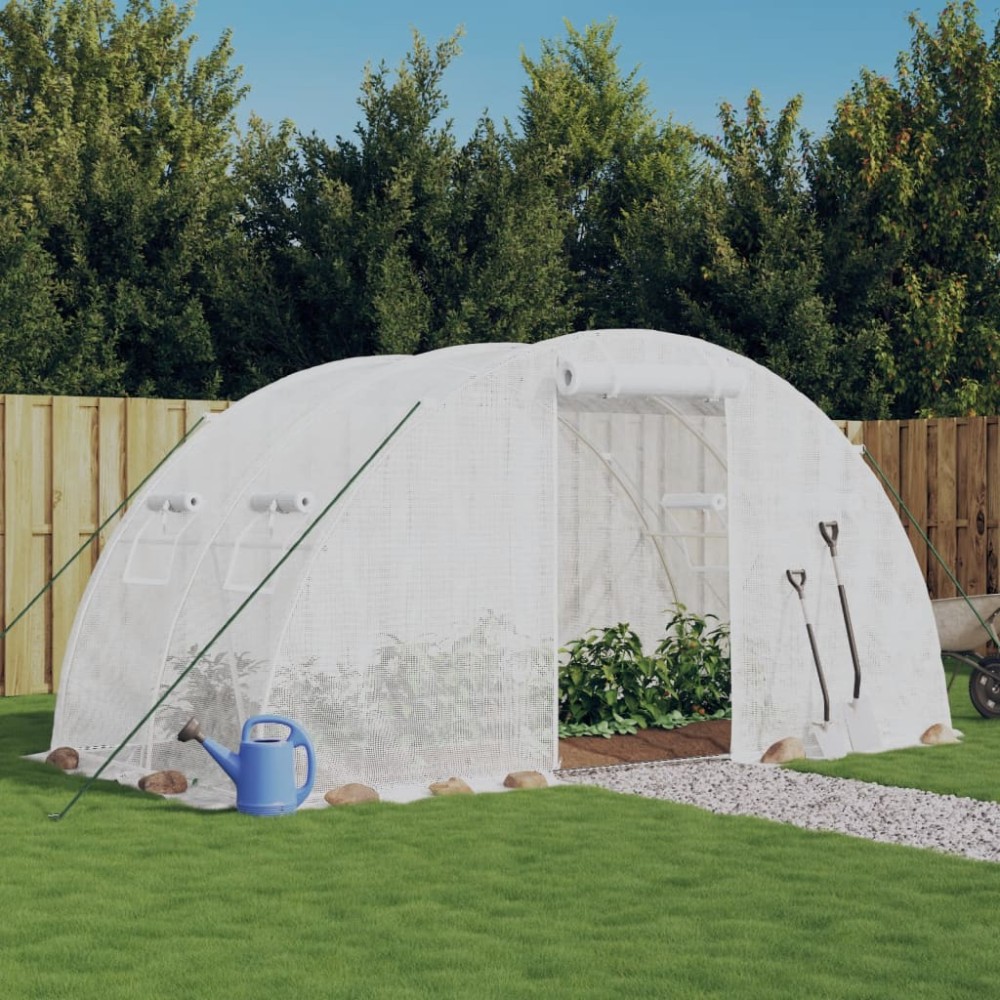 vidaXL Seră cu cadru din oțel, alb, 8 m², 4x2x2 m