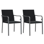 vidaXL Scaune de grădină cu perne 2 buc. negru 56x59x84 cm poliratan vidaXL Scaune de grădină cu perne 2 buc. negru 56x59x84 cm poliratan