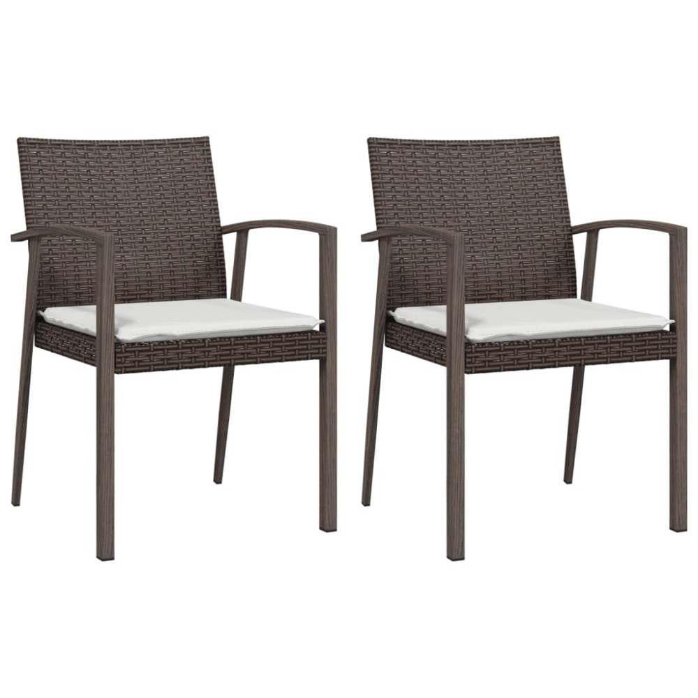 vidaXL Scaune de grădină cu perne 2 buc. maro 56,5x57x83 cm poliratan