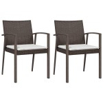 vidaXL Scaune de grădină cu perne 2 buc. maro 56,5x57x83 cm poliratan vidaXL Scaune de grădină cu perne 2 buc. maro 56,5x57x83 cm poliratan