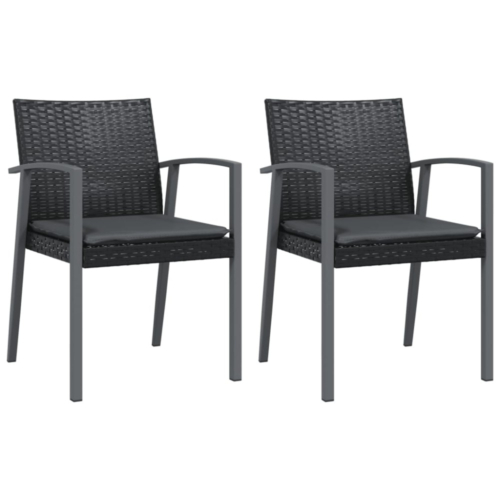 vidaXL Scaune de grădină cu perne 2 buc. negru 56,5x57x83 cm poliratan