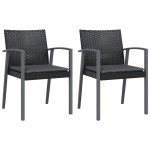 vidaXL Scaune de grădină cu perne 2 buc. negru 56,5x57x83 cm poliratan vidaXL Scaune de grădină cu perne 2 buc. negru 56,5x57x83 cm poliratan