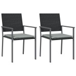 vidaXL Scaune de grădină cu perne 2 buc. negru 54x62,5x89 cm poliratan vidaXL Scaune de grădină cu perne 2 buc. negru 54x62,5x89 cm poliratan
