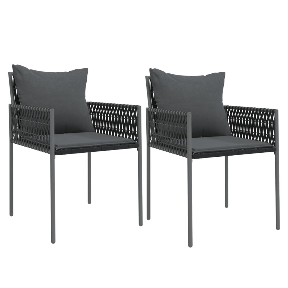 vidaXL Scaune de grădină cu perne 2 buc. negru 54x61x83 cm poliratan