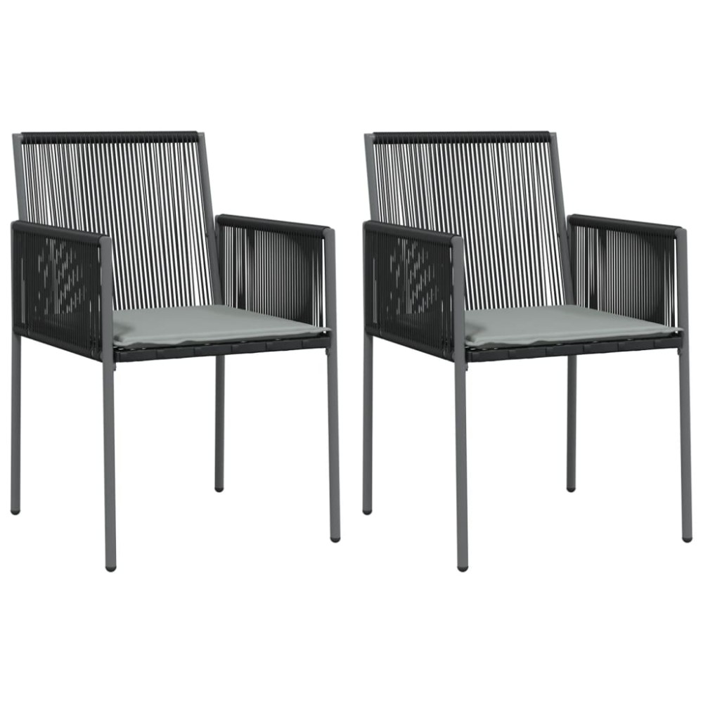 vidaXL Scaune grădină cu perne 2 buc. negru 54x60,5x83,5 cm poliratan