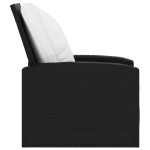 vidaXL Scaun rabatabil de grădină cu perne, negru, poliratan