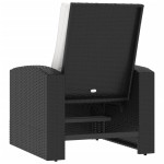 vidaXL Scaun rabatabil de grădină cu perne, negru, poliratan
