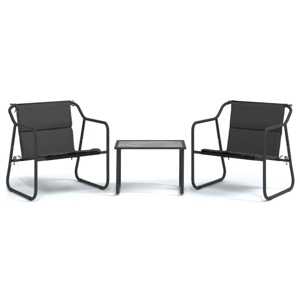 vidaXL Set mobilier de grădină, cu perne, antracit, 3 piese, oțel