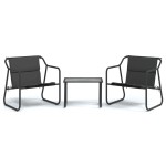 vidaXL Set mobilier de grădină, cu perne, antracit, 3 piese, oțel