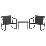 vidaXL Set mobilier de grădină, cu perne, antracit, 3 piese, oțel