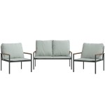 vidaXL Set mobilier de grădină, cu perne, antracit, 3 piese, oțel