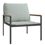 vidaXL Set mobilier de grădină, cu perne, antracit, 3 piese, oțel
