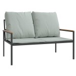 vidaXL Set mobilier de grădină, cu perne, antracit, 3 piese, oțel