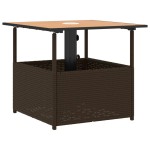 vidaXL Masă grădină cu orificiu umbrelă maro 55x55x46,5 cm poliratan
