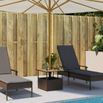 vidaXL Masă grădină cu orificiu umbrelă maro 55x55x46,5 cm poliratan