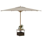 vidaXL Masă grădină cu orificiu umbrelă maro 55x55x46,5 cm poliratan