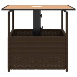 vidaXL Masă grădină cu orificiu umbrelă maro 55x55x46,5 cm poliratan