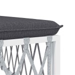 vidaXL Canapea de mijloc pentru grădină, cu perne, alb, material țesut