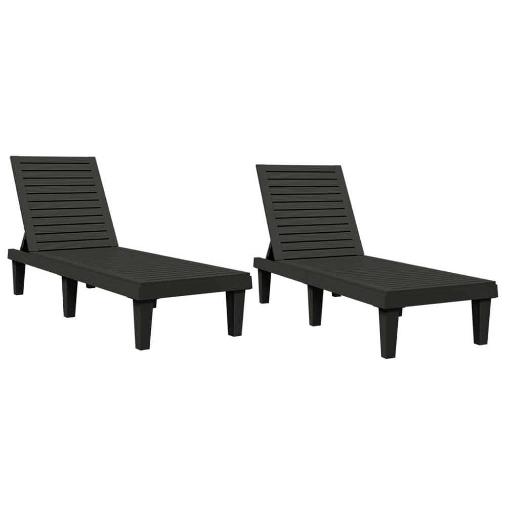 vidaXL Șezlonguri, 2 buc., negru, 155x58x83 cm, polipropilenă
